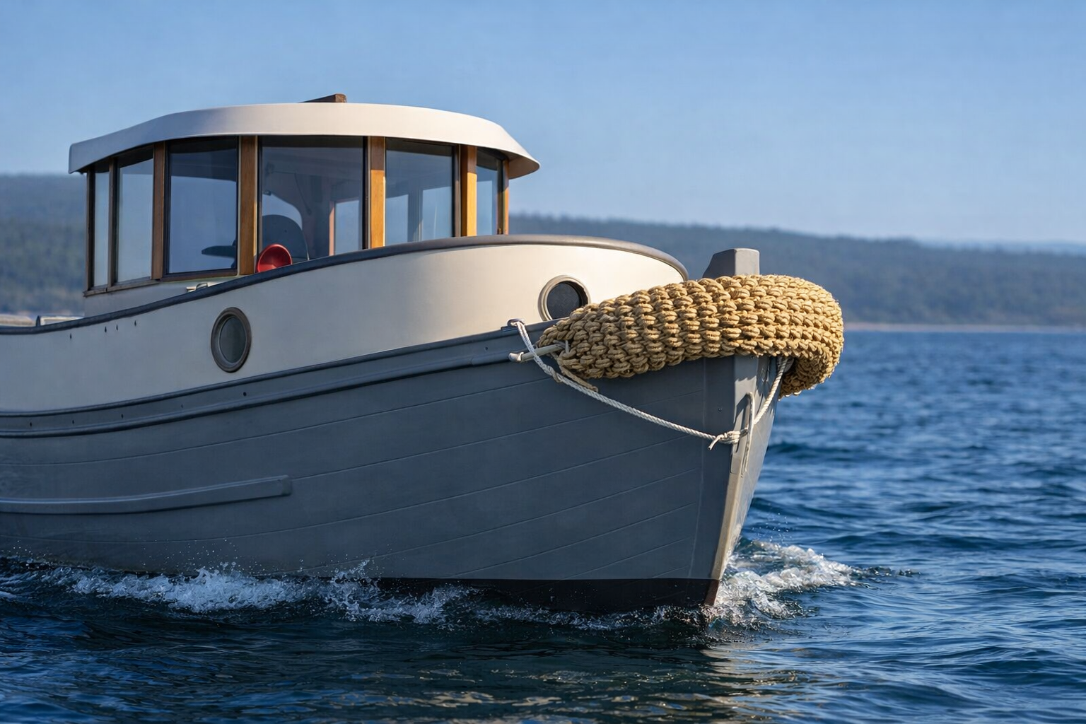 классический носовой кранец из джута или сизаля