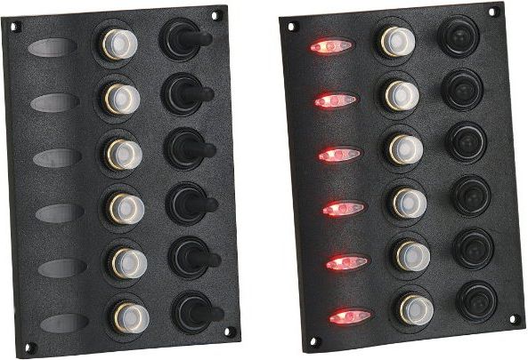 Панель переключателей 6шт со светодиодной подсветкой 116х168х65мм C91346LED панель переключателей 4шт с индикаторами включения c91350