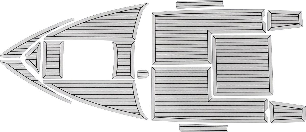 Комплект палубного покрытия Marine Rocket для Феникс 560, тик серый, черная полоса, с обкладкой teak_560_grey_2