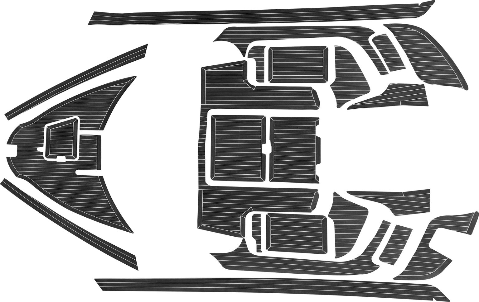 Комплект палубного покрытия для Yamaha CR-27, тик черный, белая полоса, с обкладкой, Marine Rocket teak_CR27_black_2