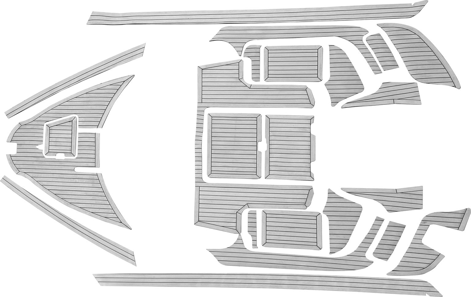 Комплект палубного покрытия для Yamaha CR-27, тик серый, с обкладкой, Marine Rocket teak_CR27_grey_2