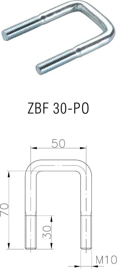 Скоба П-образная 50х70 мм, М10, ZBF 30-PO (W 6752), WINTERHOFF 1860043 - фото 2