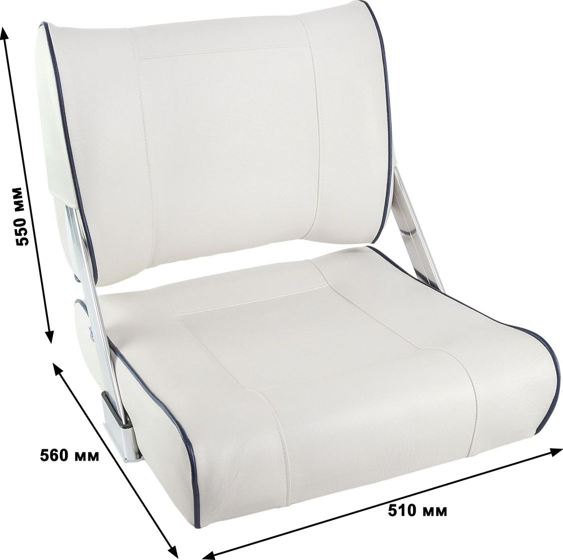 Кресло мягкое с перекидной спинкой белого цвета и синим кантом 1042048 - фото 3