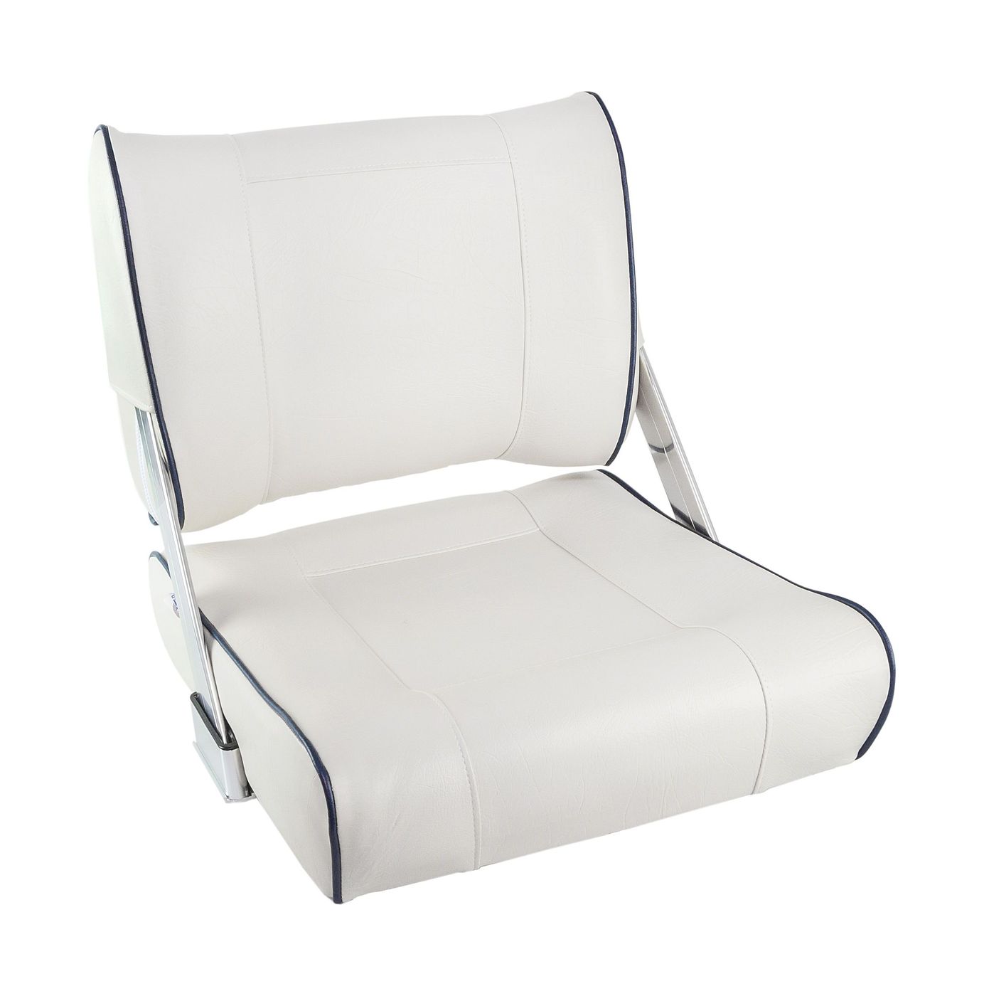 Кресло мягкое с перекидной спинкой белого цвета и синим кантом 1042048 кресло first mate мягкое материал белый винил 1001006c