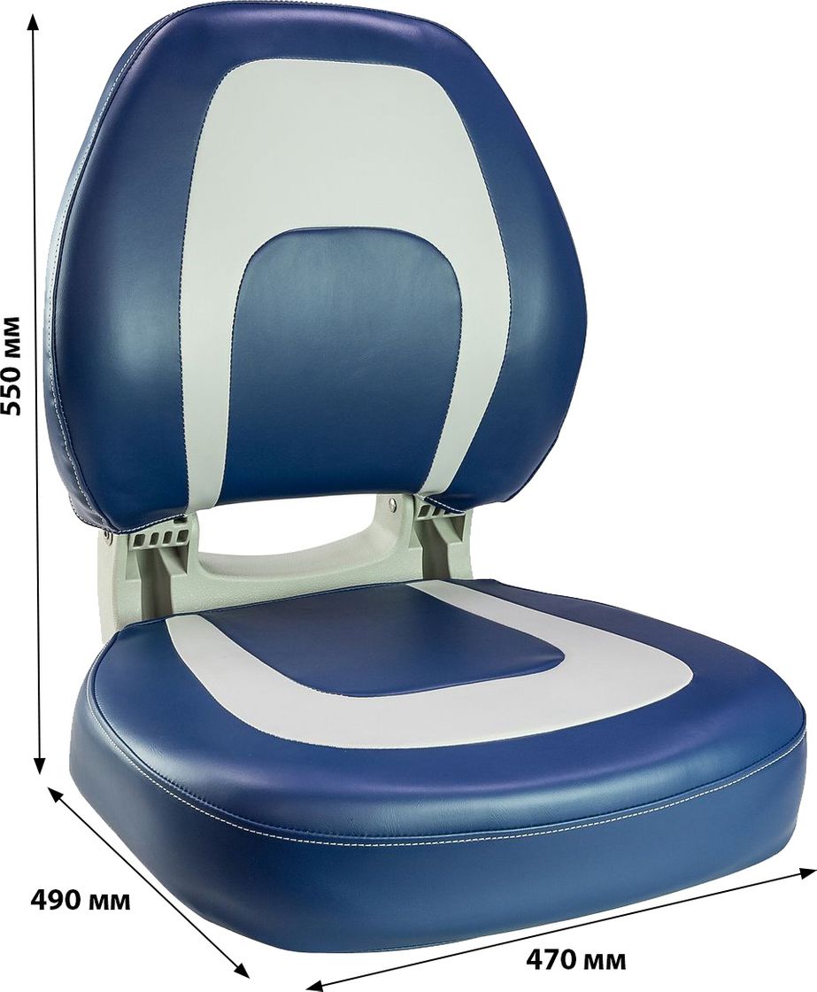 Кресло мягкое складное, обивка винил, цвет серый/синий, Marine Rocket 75178GB-MR - фото 3