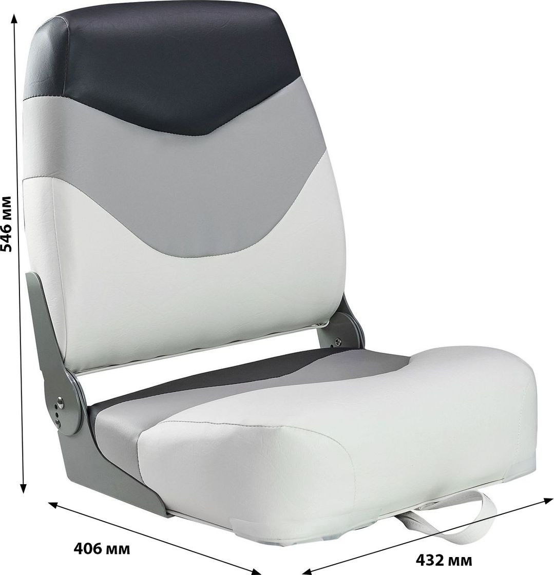 Кресло мягкое складное Premium, обивка винил, цвет белый/серый/угольный, Marine Rocket 75128WGC-MR - фото 3
