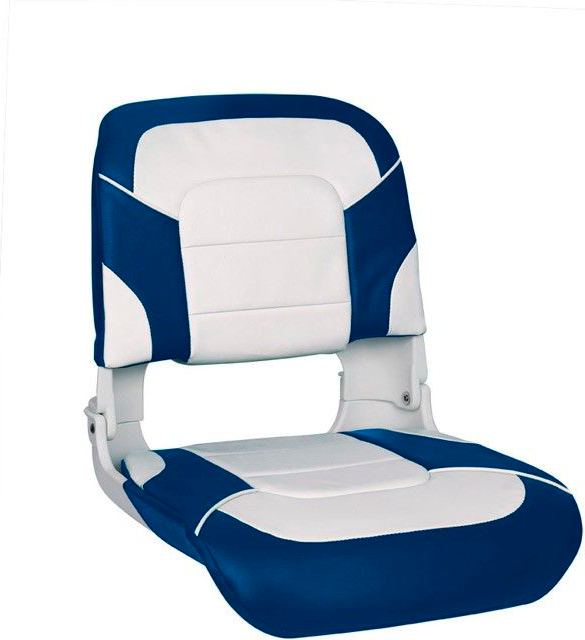 Кресло пластмассовое складное с подложкой All Weather High Back Seat, белый/синий 75140WB кресло пластмассовое складное с подложкой deluxe all weather seat белый чёрный 75113wc