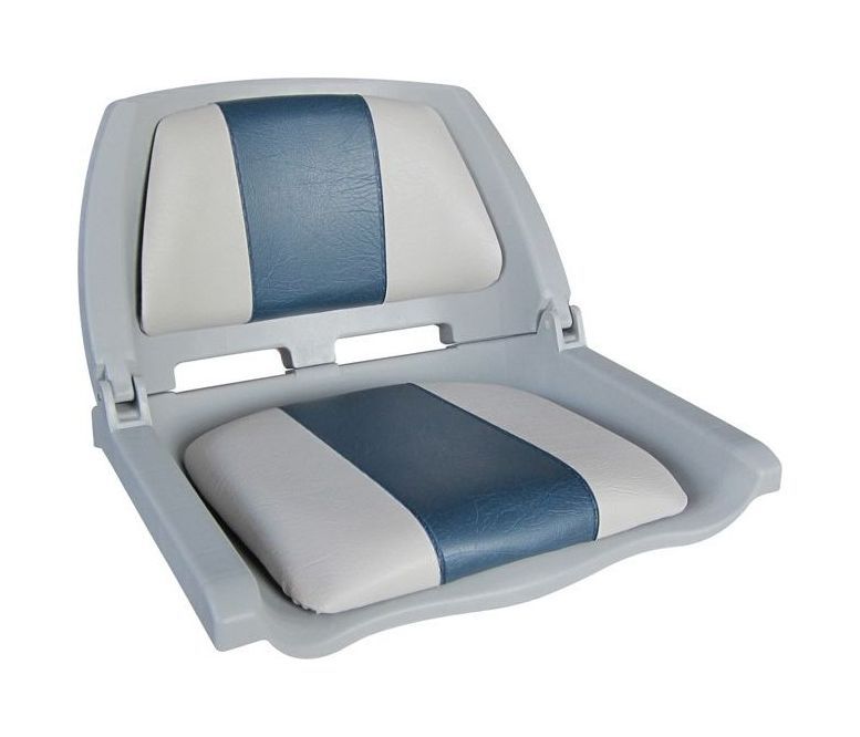 Кресло пластмассовое складное с подложкой Molded Fold-Down Boat Seat,серый/голубой 75109GB