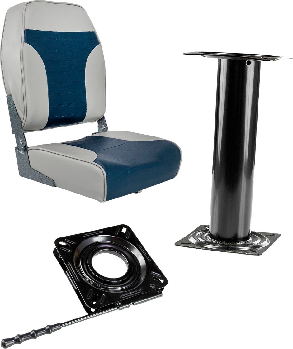 Кресло складное мягкое ECONOMY с высокой спинкой, серый/синий на стойке с вращающимся, фиксирующимся основанием 1040661_komp_4