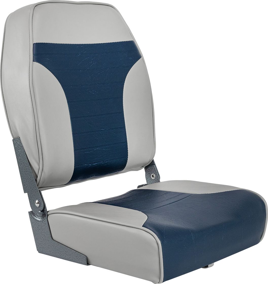 Кресло складное мягкое ECONOMY с высокой спинкой двуцветное, серый/синий 1040661 кресло мягкое deluxe sport с откидным валиком белый синий 1043251