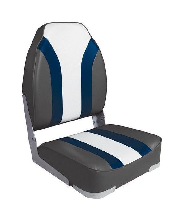 Кресло складное мягкое High Back Rainbow Boat Seat, чёрный/белый 75107CBW кресло складное мягкое classic low back seat серый чёрный 75102gc