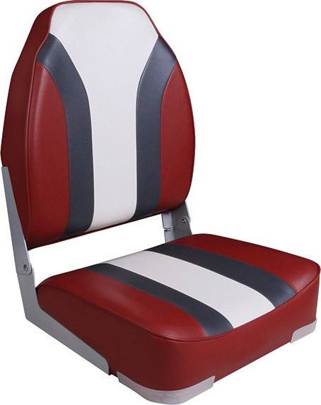Кресло складное мягкое High Back Rainbow Boat Seat, красный/белый 75107RCW