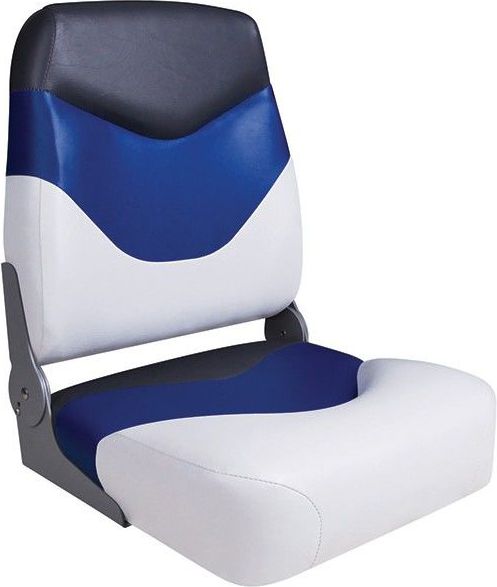Кресло складное мягкое Premium High Back Boat Seat, белый/синий 75128WBC кресло пластмассовое складное с подложкой deluxe all weather seat белый синий 75113wb
