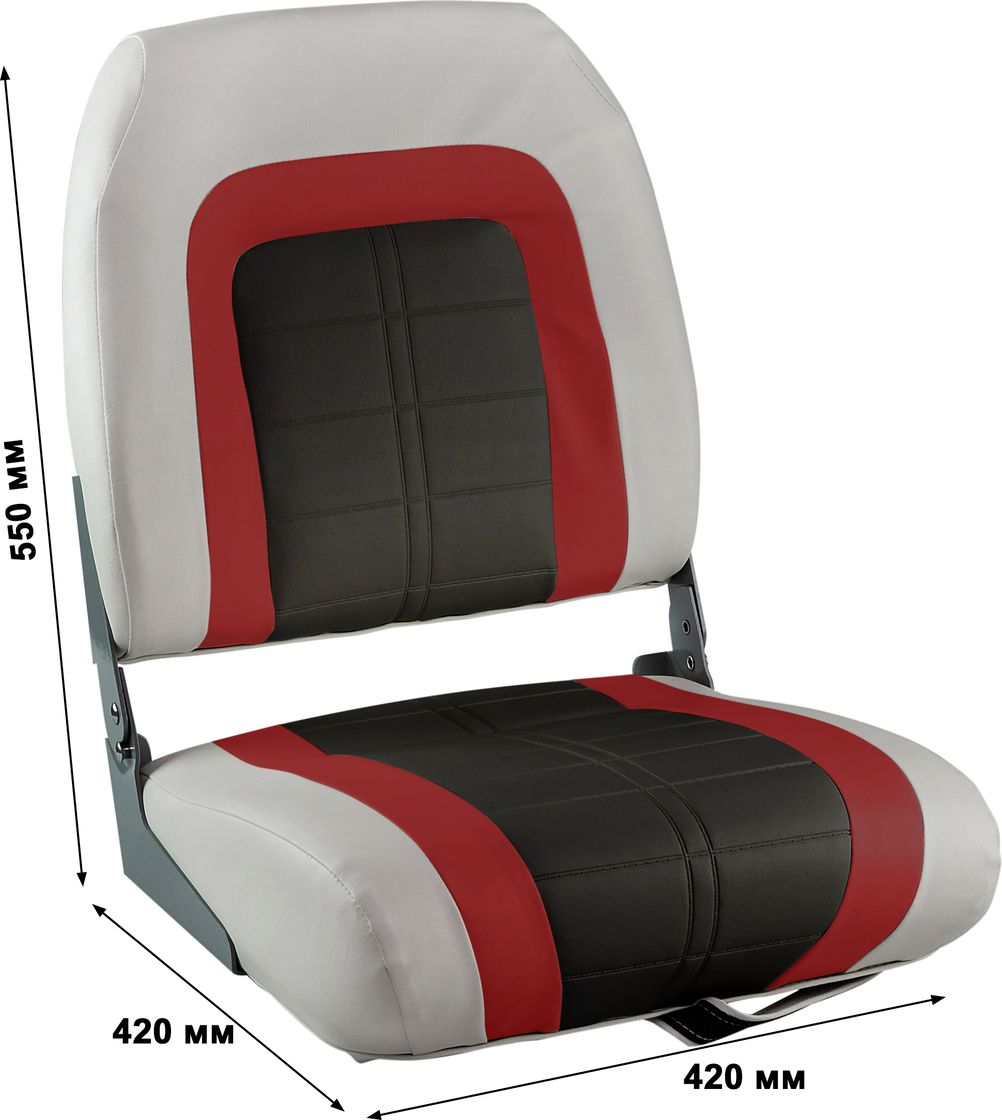 Кресло складное мягкое SPECIAL HIGH BACK, обивка серый/черный/красный винил 76236GRC, цвет серый/черный /красный, размер 420х420х550 - фото 4
