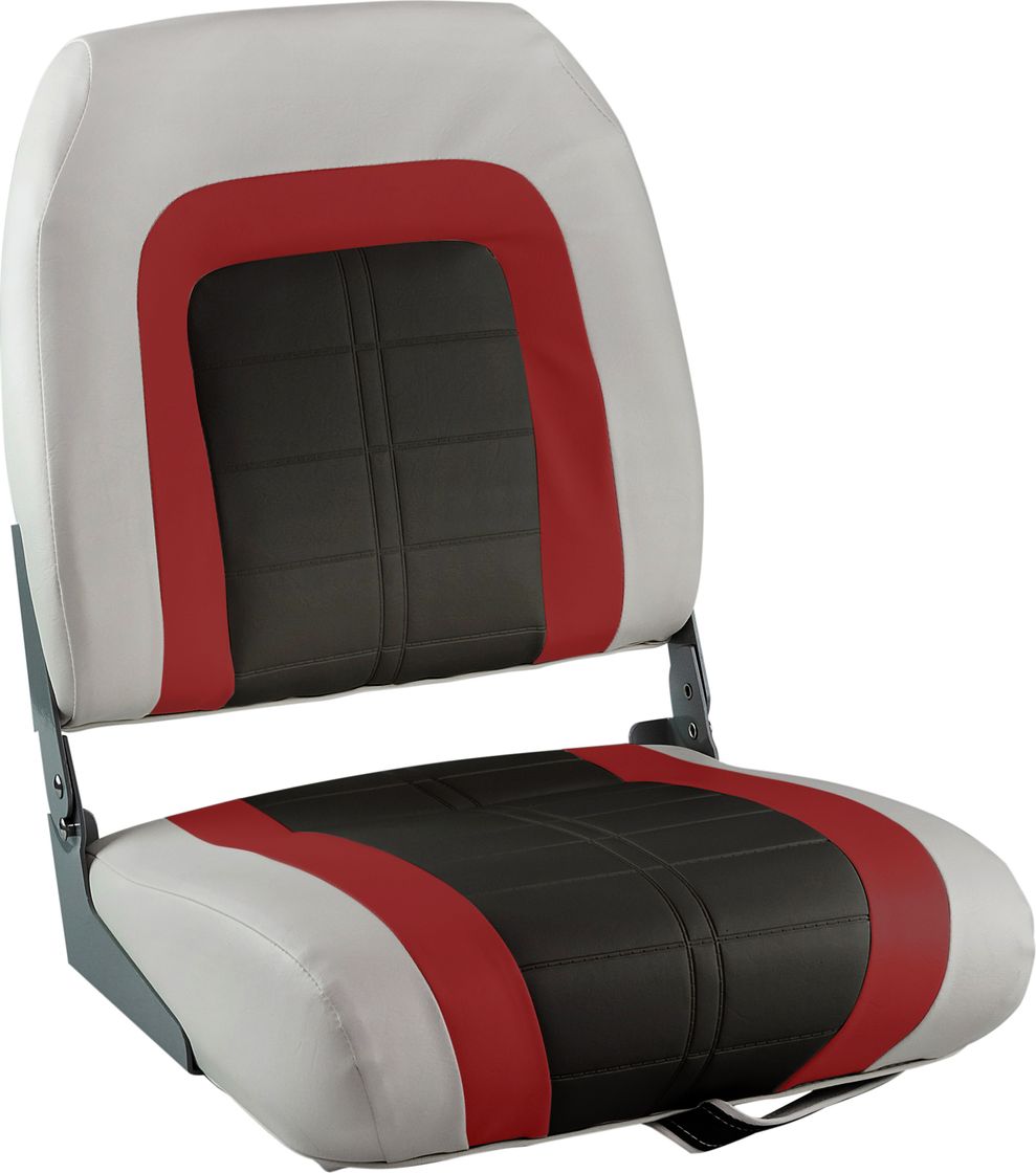 Кресло складное мягкое SPECIAL HIGH BACK, обивка серый/черный/красный винил 76236GRC