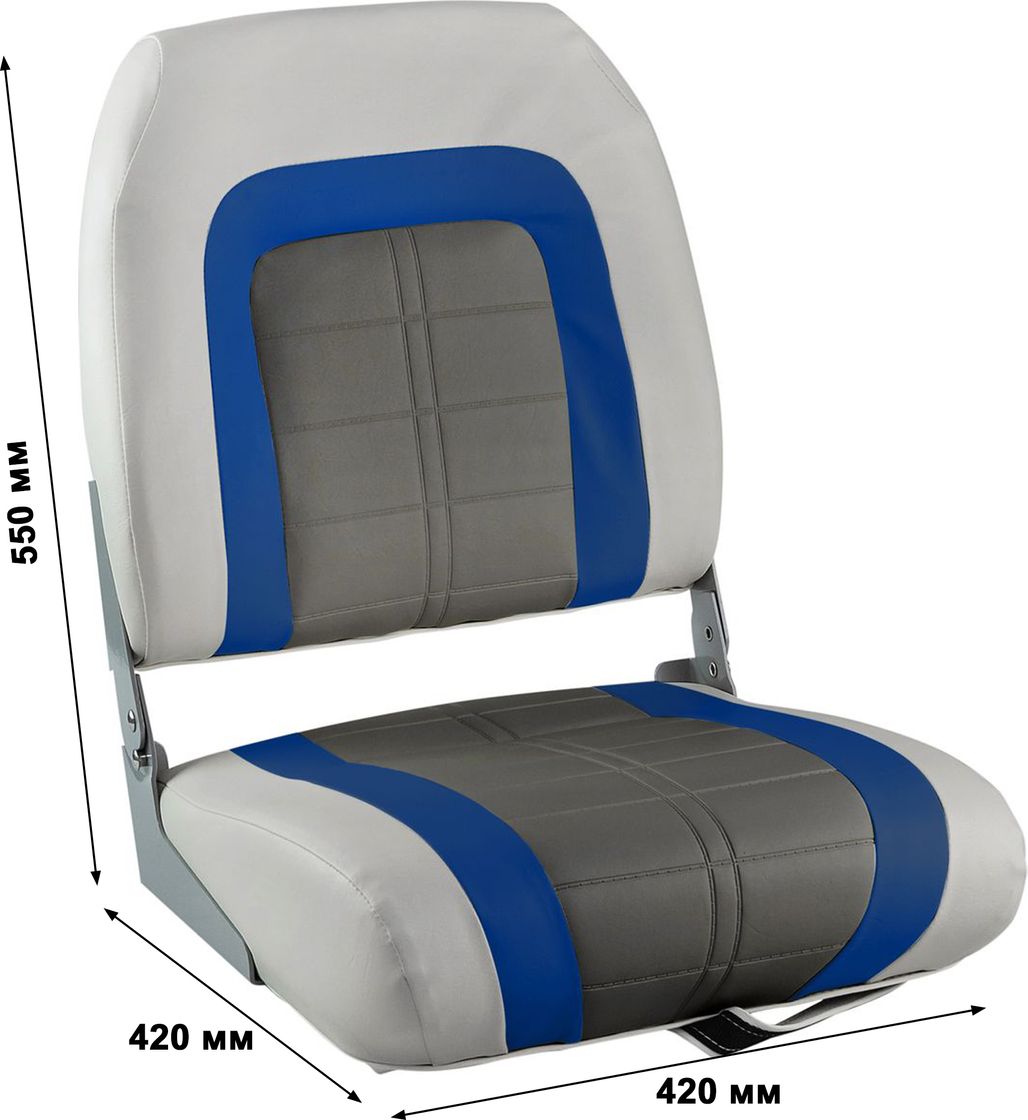 Кресло складное мягкое SPECIAL HIGH BACK, обивка серый/синий винил 76236GBC, цвет серый/синий, размер 420х420х550 - фото 4