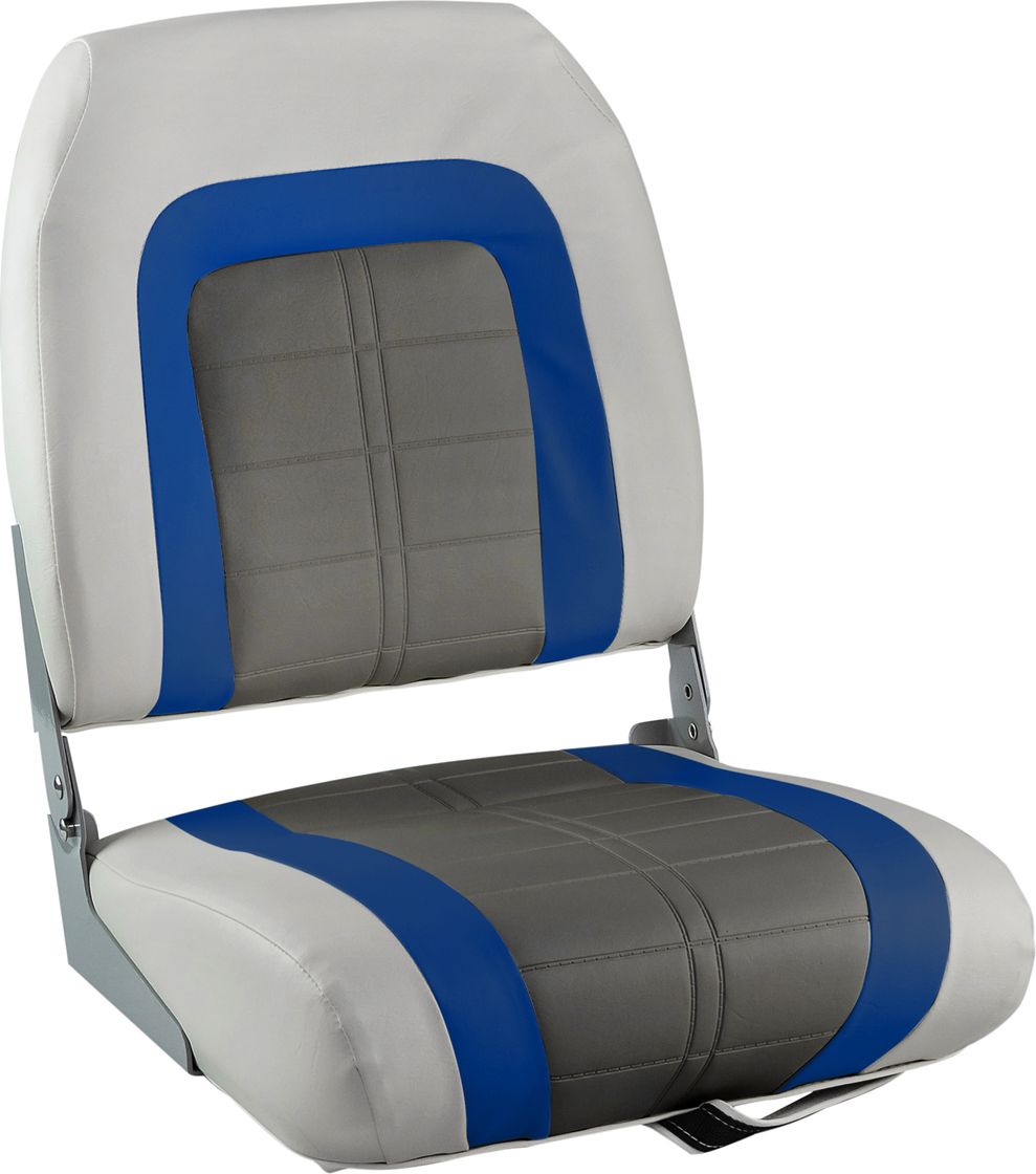 Кресло складное мягкое SPECIAL HIGH BACK, обивка серый/синий винил 76236GBC