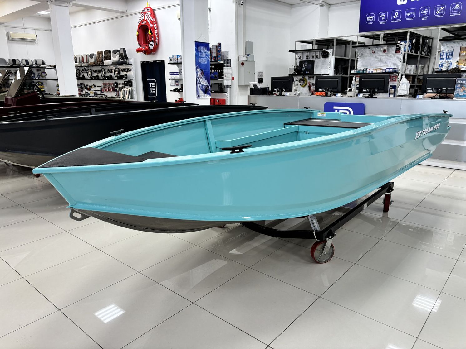 

Моторная лодка, Xstream 420 румпель, бирюзовый с Marine Rocket MR30FHS KITXST6