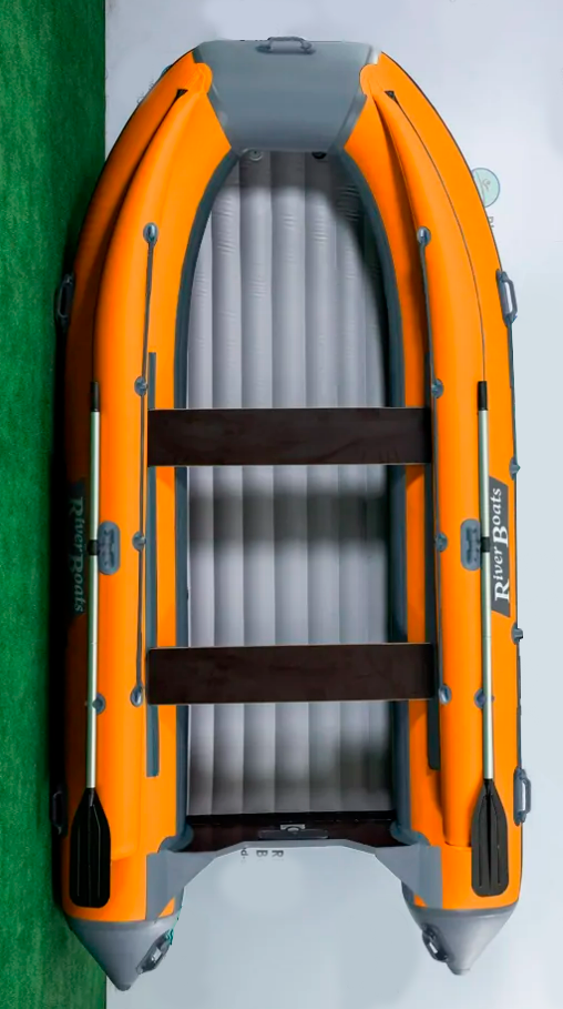 Надувная лодка ПВХ, RiverBoats RB 390 НДНД, ф/б, серо-оранжевый RB390NDFBGO рыхлитель ширина копки 48 см 6 зубцов тулейка 40 мм оранжевый