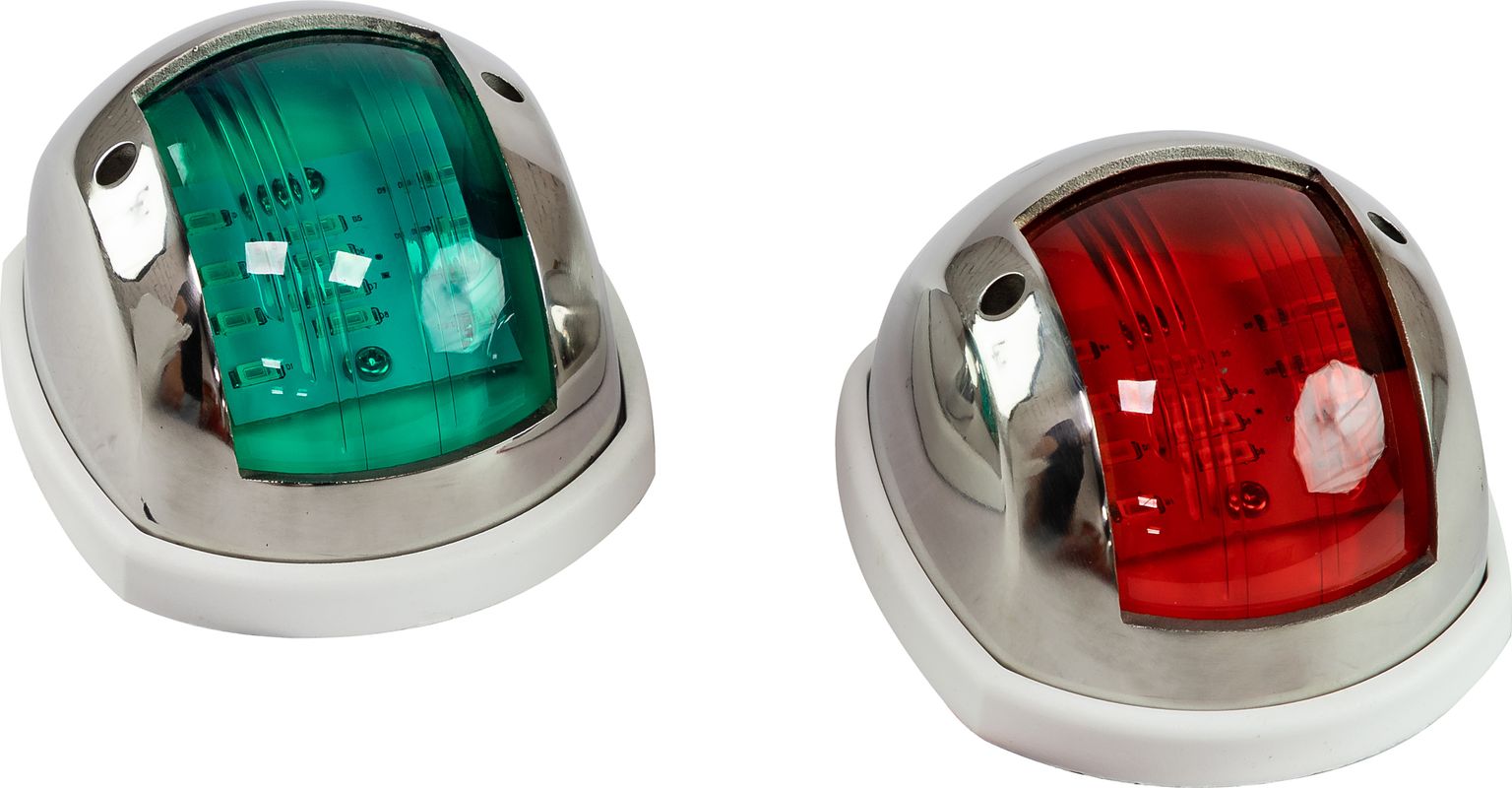 Огни ходовые 89х55 мм комплект (красный, зеленый), LED, нержавеющий корпус LPSDLPTLED0289