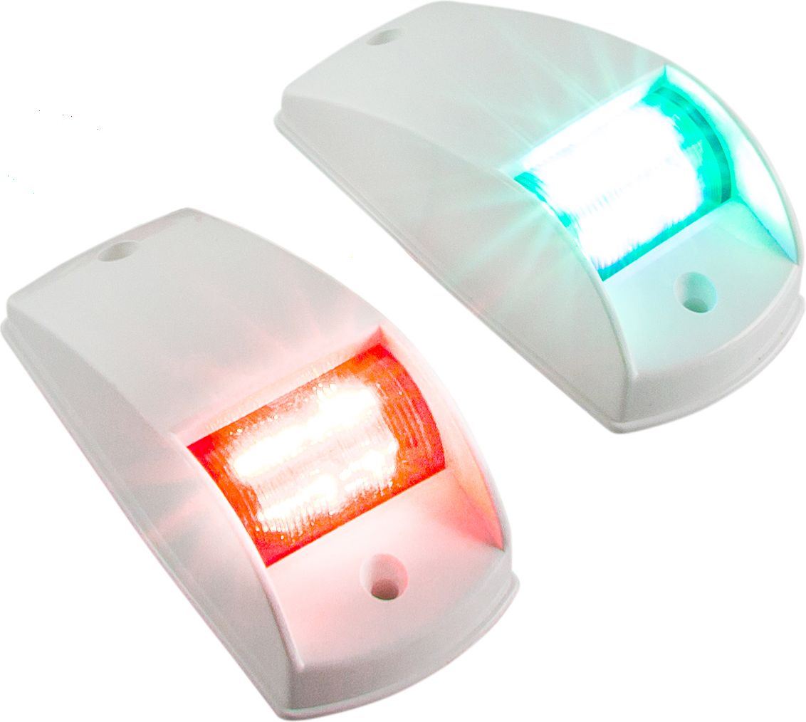 Огни ходовые светодиодные, белый корпус, комплект C91002LED, цвет красный/зеленый - фото 2