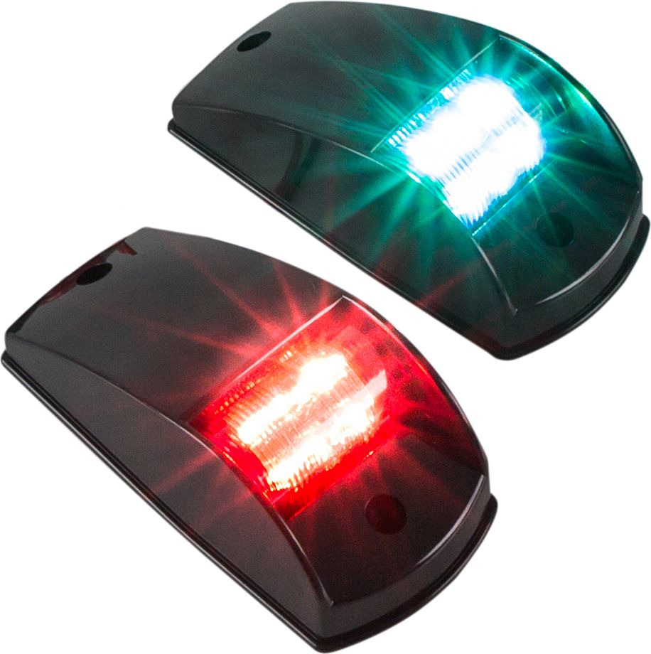 Огни ходовые светодиодные, черный корпус, комплект C91001LED, цвет красный/зеленый - фото 2