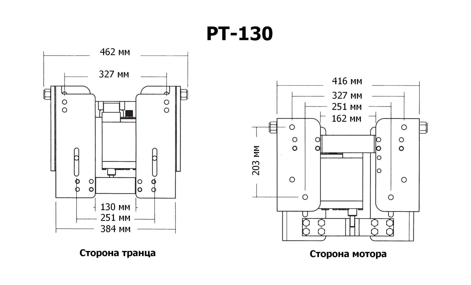 Подъёмник мотора гидравлический 50-130 л.с. (Tilt And Trim) 13002_PT130, размер 420х360х150 - фото 4
