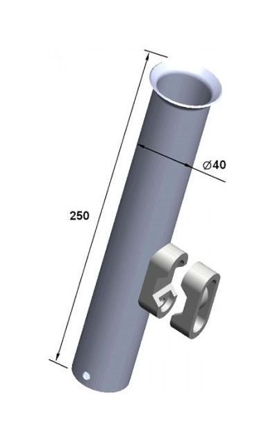 Подставка под удочку на леер 25 мм, 250х37 мм, нержавеющая сталь 030601T