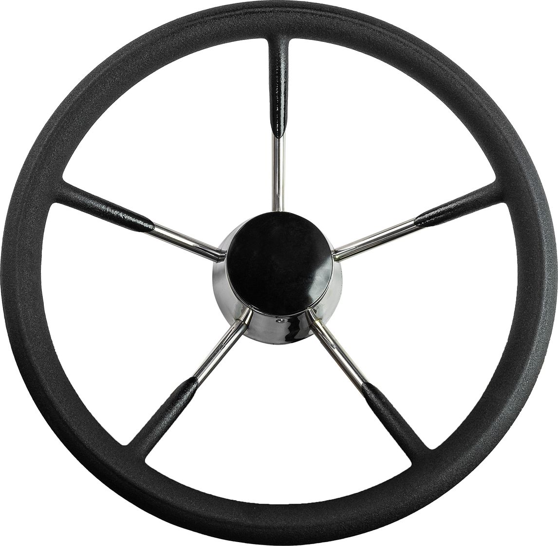 Рулевое колесо черный обод, стальные спицы, диаметр 340 мм 73053-01