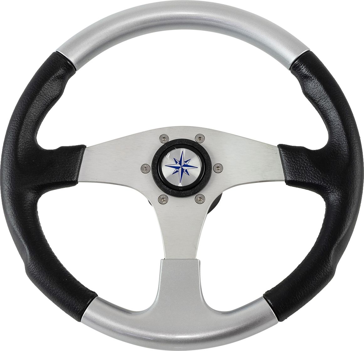 Рулевое колесо EVO MARINE 2 обод черносеребряный, спицы серебряные д. 355 мм VN850001-93 рулевое колесо leader wood деревянный обод серебряные спицы д 360 мм vn7360 33