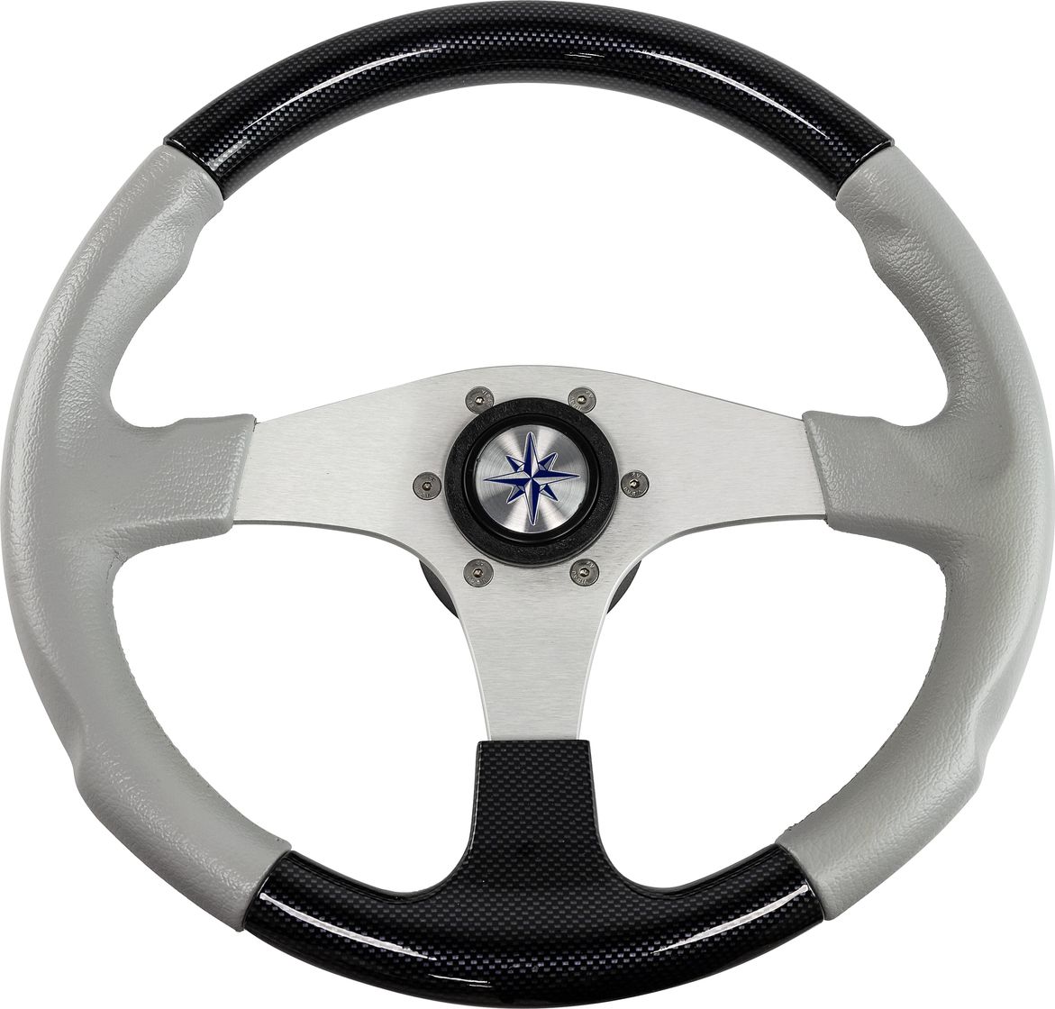 Рулевое колесо EVO MARINE 2 обод черный/серый, спицы серебряные д. 355 мм VN850003-35