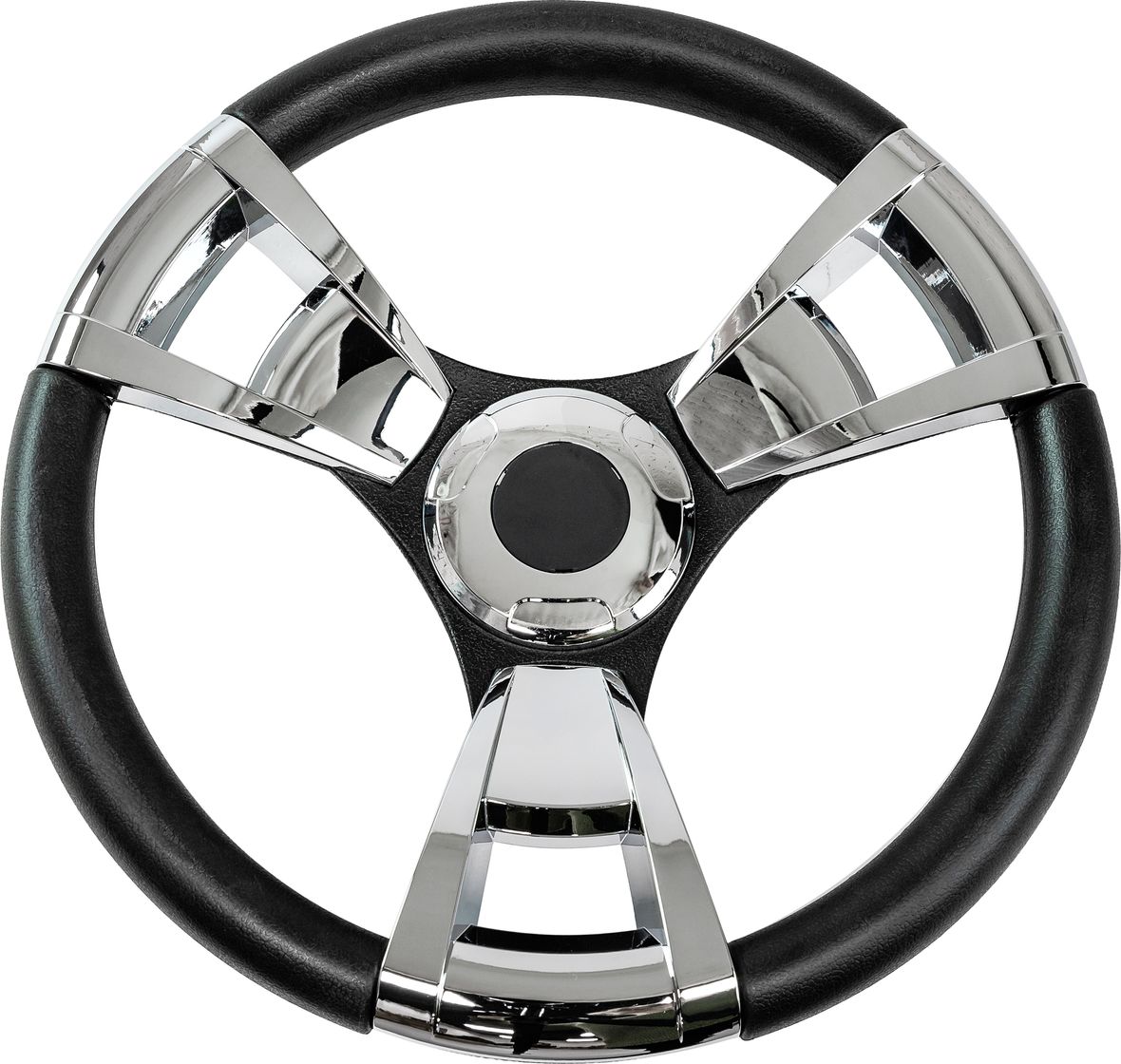 Рулевое колесо GUSSI 013 обод черный, спицы хромированные д. 350 мм 30133581S