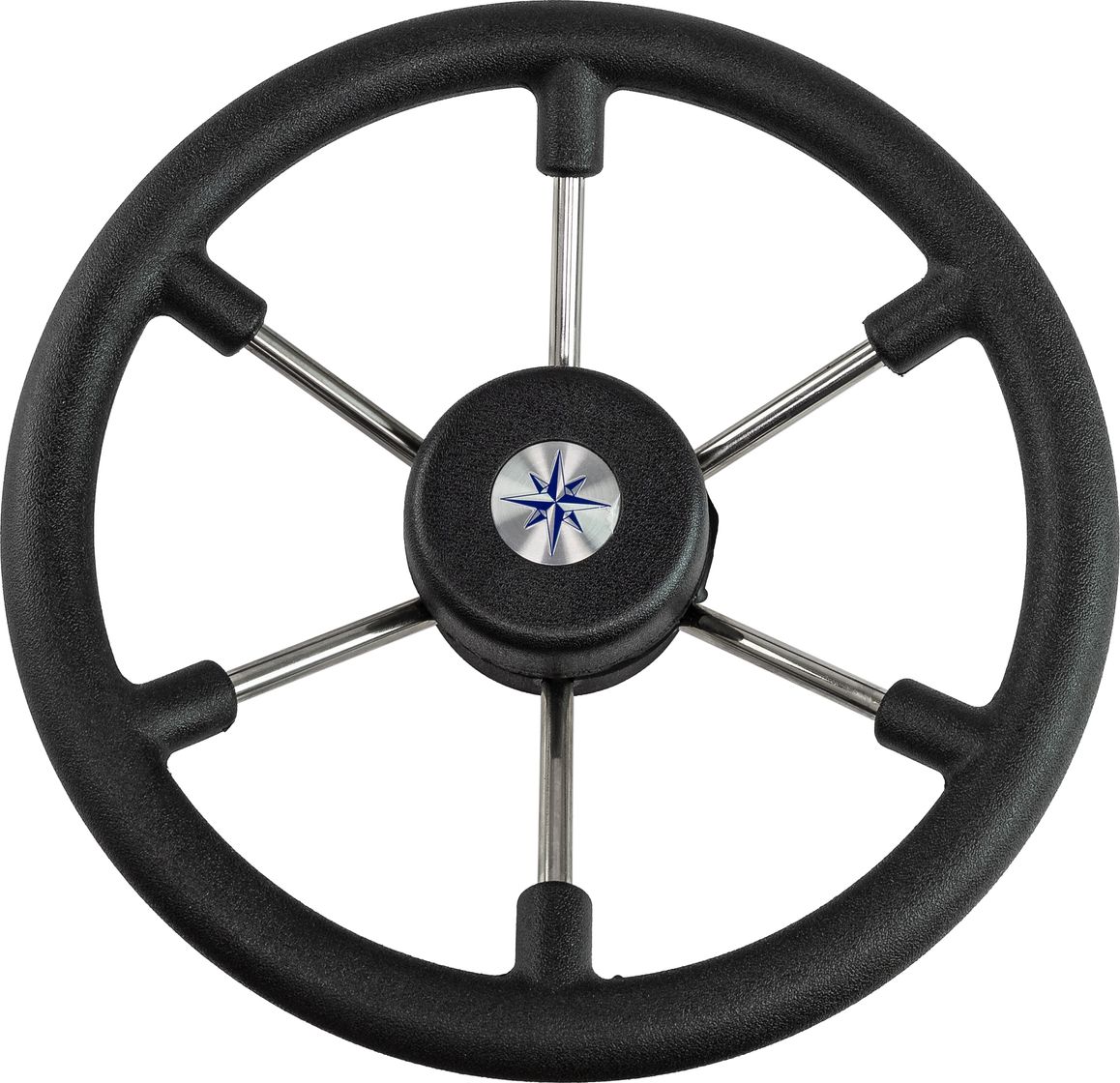 Рулевое колесо LEADER TANEGUM черный обод серебряные спицы д. 330 мм VN7330-01 заглушка декоративная для рулевых колес leader tanegum серая vn00010 03