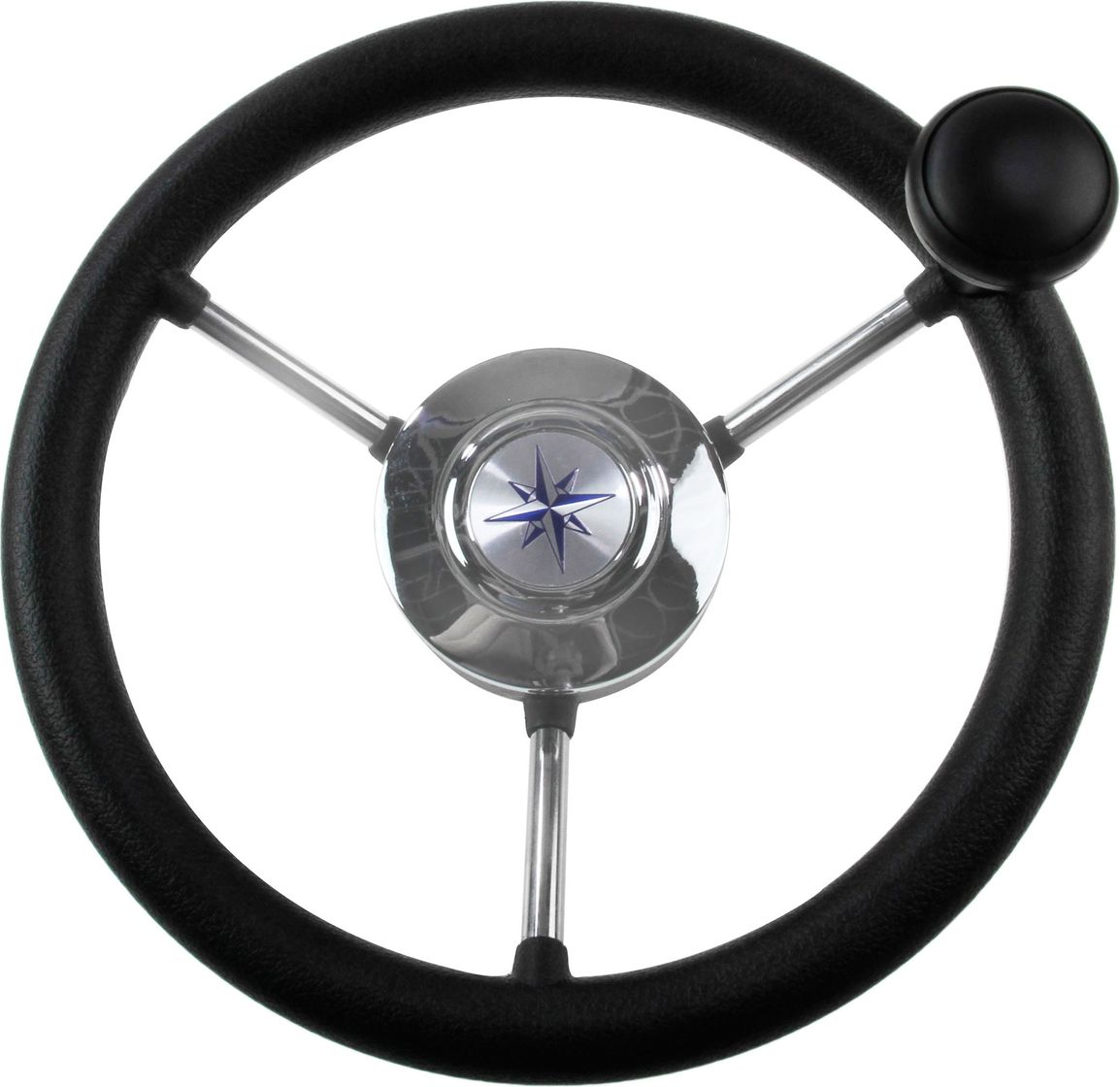 Рулевое колесо LIPARI обод черный, спицы серебряные д. 280 мм со спинером VN828050-01