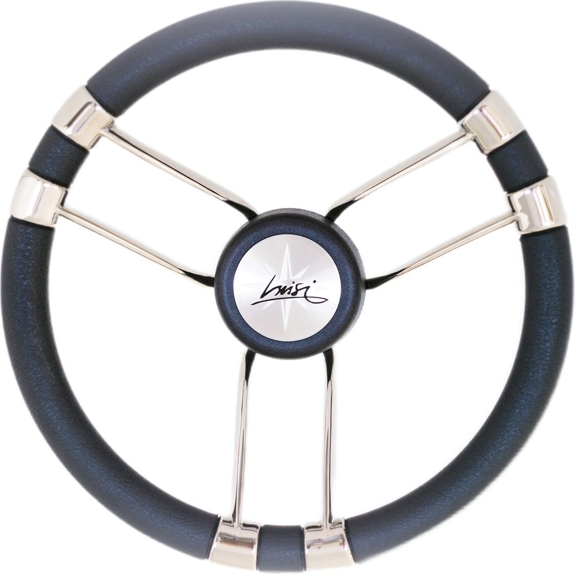 рулевое колесо delfino обод серый спицы серебряные д 340 мм vn70401 03 Рулевое колесо NESEA обод черный, спицы серебряные VN123522-01