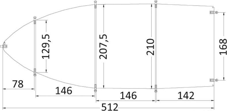 Тент транспортировочный для лодок длиной 4,3-4,9 м, шириной 1,8 м с центральной консолью 46-503-01, цвет серый - фото 3