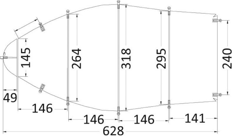 Тент транспортировочный для лодок длиной 5,2-5,8 м, шириной 2,3 м с центральной консолью 46-503-07, цвет серый - фото 2