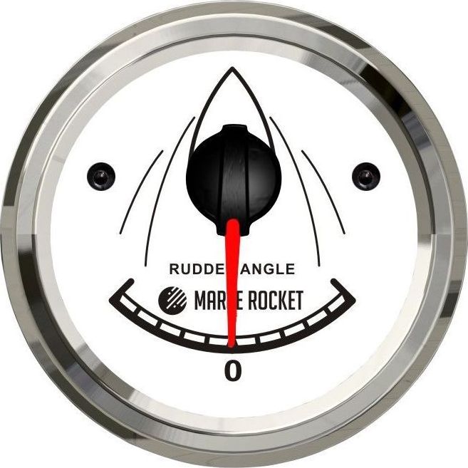 Указатель угла поворота руля, белый циферблат, нержавеющий ободок, д. 52 мм, 0-190 Ом, Marine Rocket RA00191WSMR амперметр 60 а белый циферблат нержавеющий ободок д 52 мм 66655a