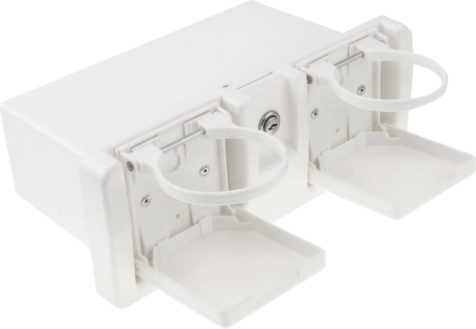 Ящик для мелочей врезной, с замком и складным подстаканником, белый C12201W ящик для шкафа лион 74x19 2x36 1 лдсп белый