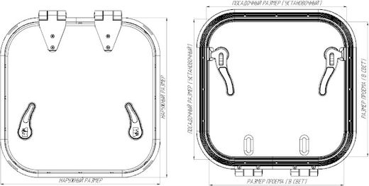 Люк палубный безрамный Пеликан 425x425 R75 (черное исполнение)