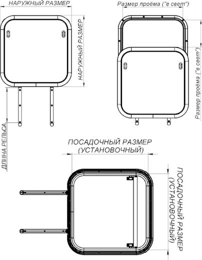 Люк палубный сдвижной Альбатрос 720x720 (черное исполнение)