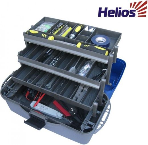 Ящик для инструментов трехполочный синий helios