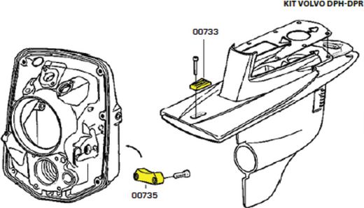 Комплект алюминиевых анодов для Volvo Penta DPH и DPR