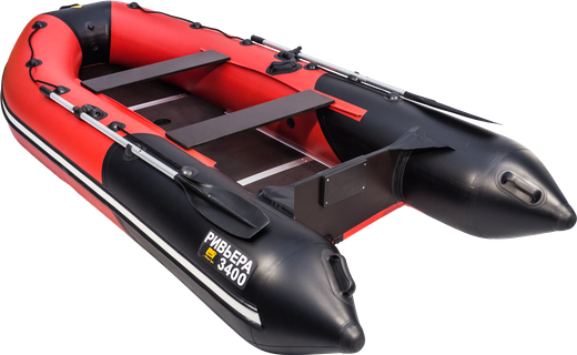 Надувная лодка ПВХ, Ривьера Компакт 3400 СК Комби, красный/черный