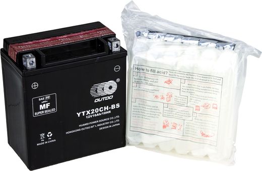 Аккумулятор свинцово-кислотный сухой YTX20CH-BS, Outdo