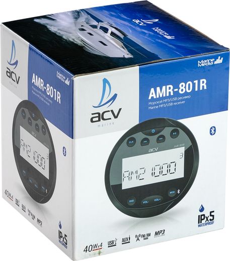 Морская магнитола ACV, черный, USB/SD/FM/AM/4*40 Вт.