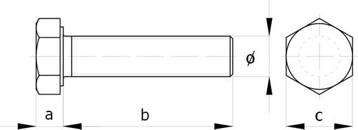 Болт 6х50 нержавеющий под ключ упаковка 1/10