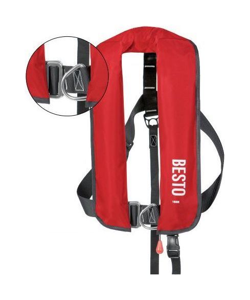 Надувной спасательный жилет raider 165n автомат, красный