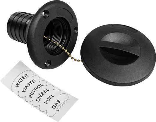 Горловина заливная для топлива, пластиковая, черная, под шланг 38 мм