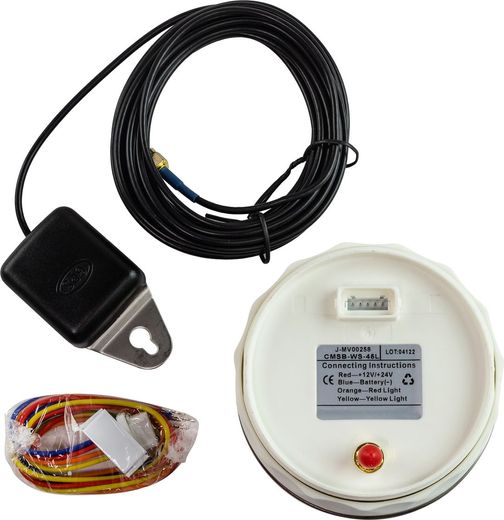 GPS-спидометр аналоговый 0-45 узлов, белый циферблат, нержавеющий ободок, выносная антенна, д. 85 мм